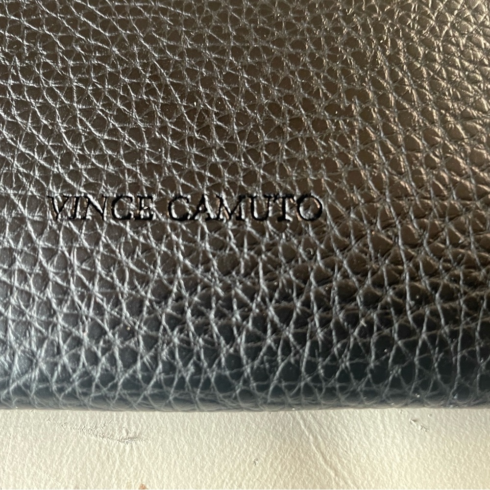 Vince Camuto Leather Tote Bag • Black & Gray Colorblock • Minimalist Chic - Picture 3 of 7